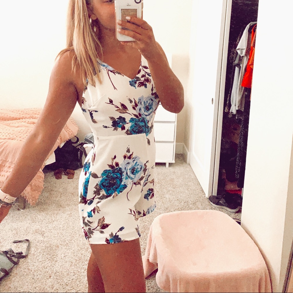 Floral White Romper